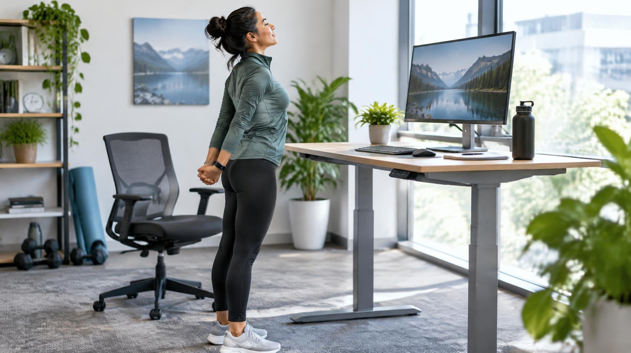 person using standing desk