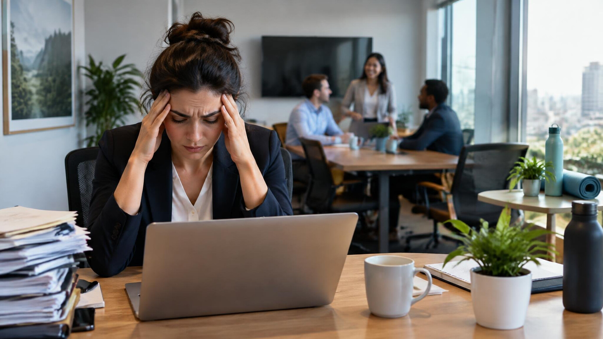 stressed office worker at desk