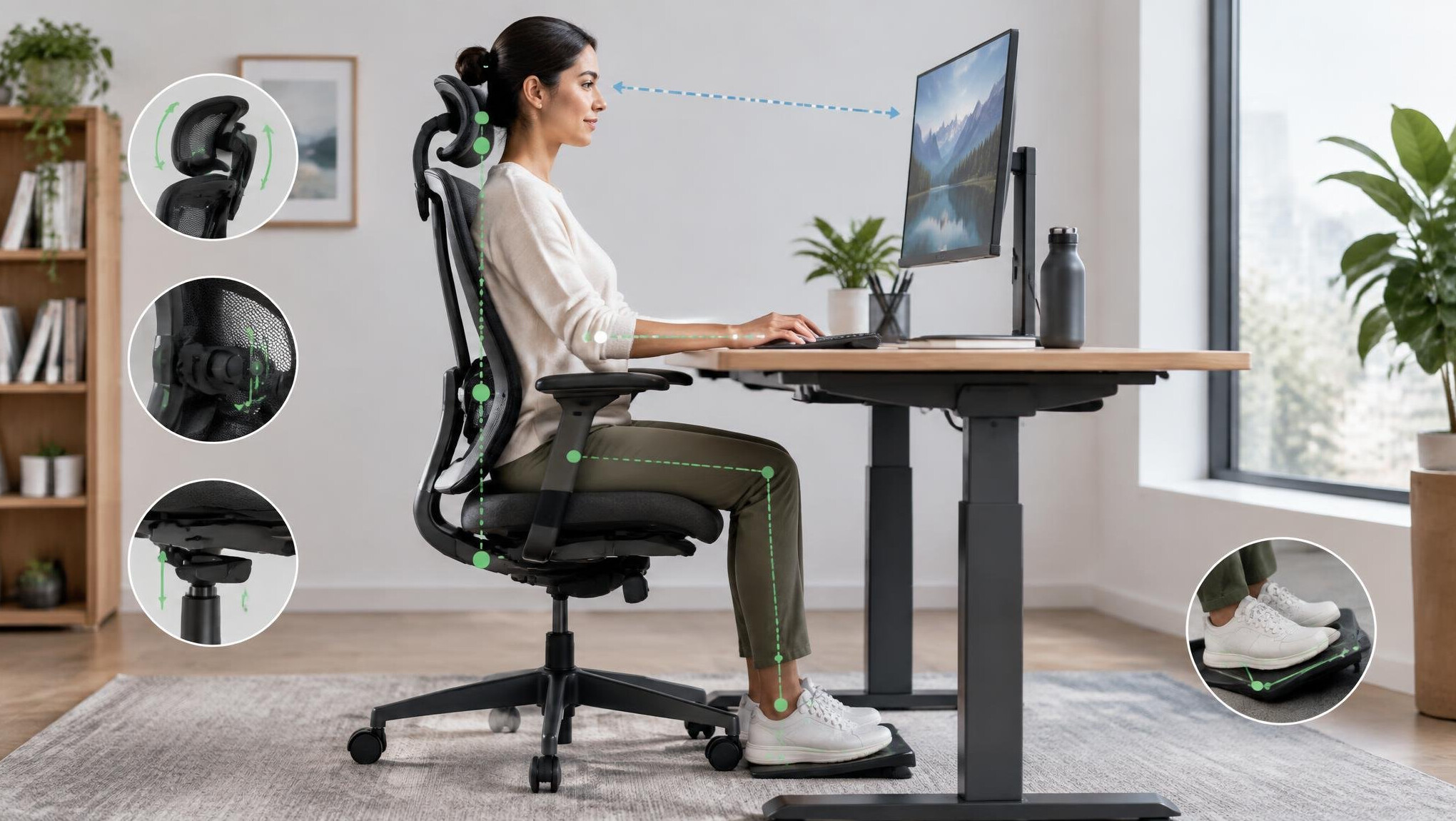 ergonomic office setup with chair